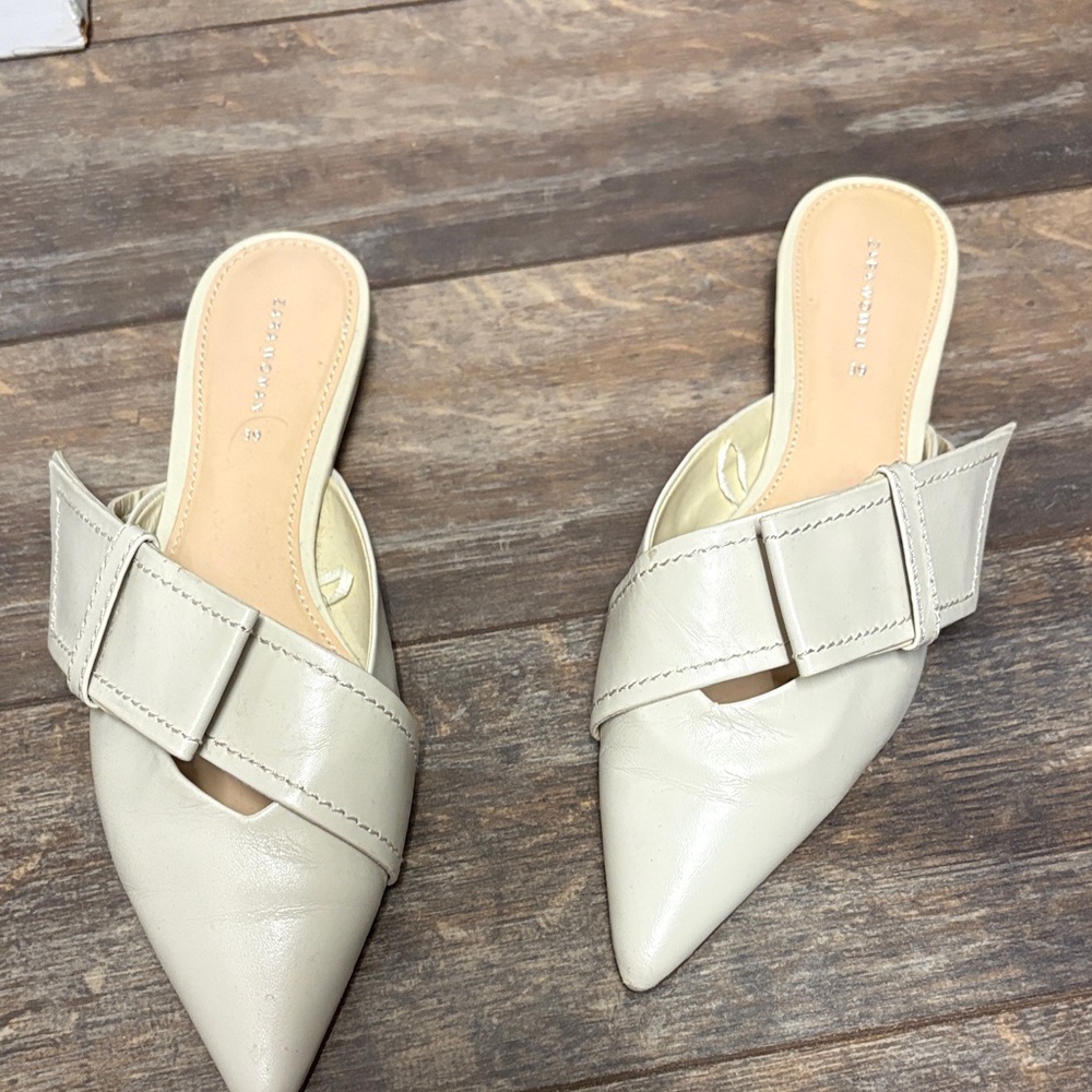 Zara Cream Leather Mules